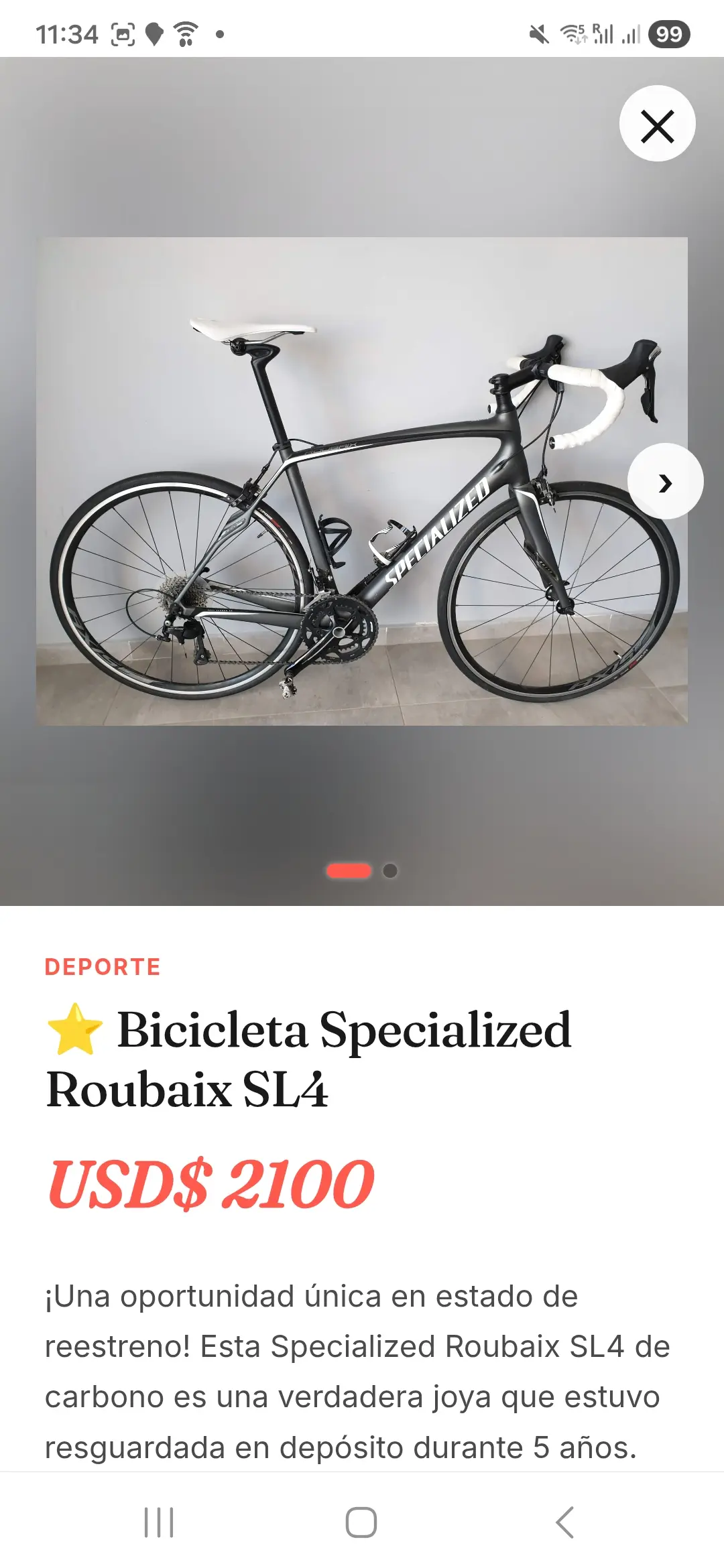 Detalle Specialized Roubaix — USD 2.100